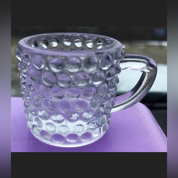 Vintage Mug Handled Glass Hobnail Textured Antique Penny Candy Scoop - Picture 3 of 10